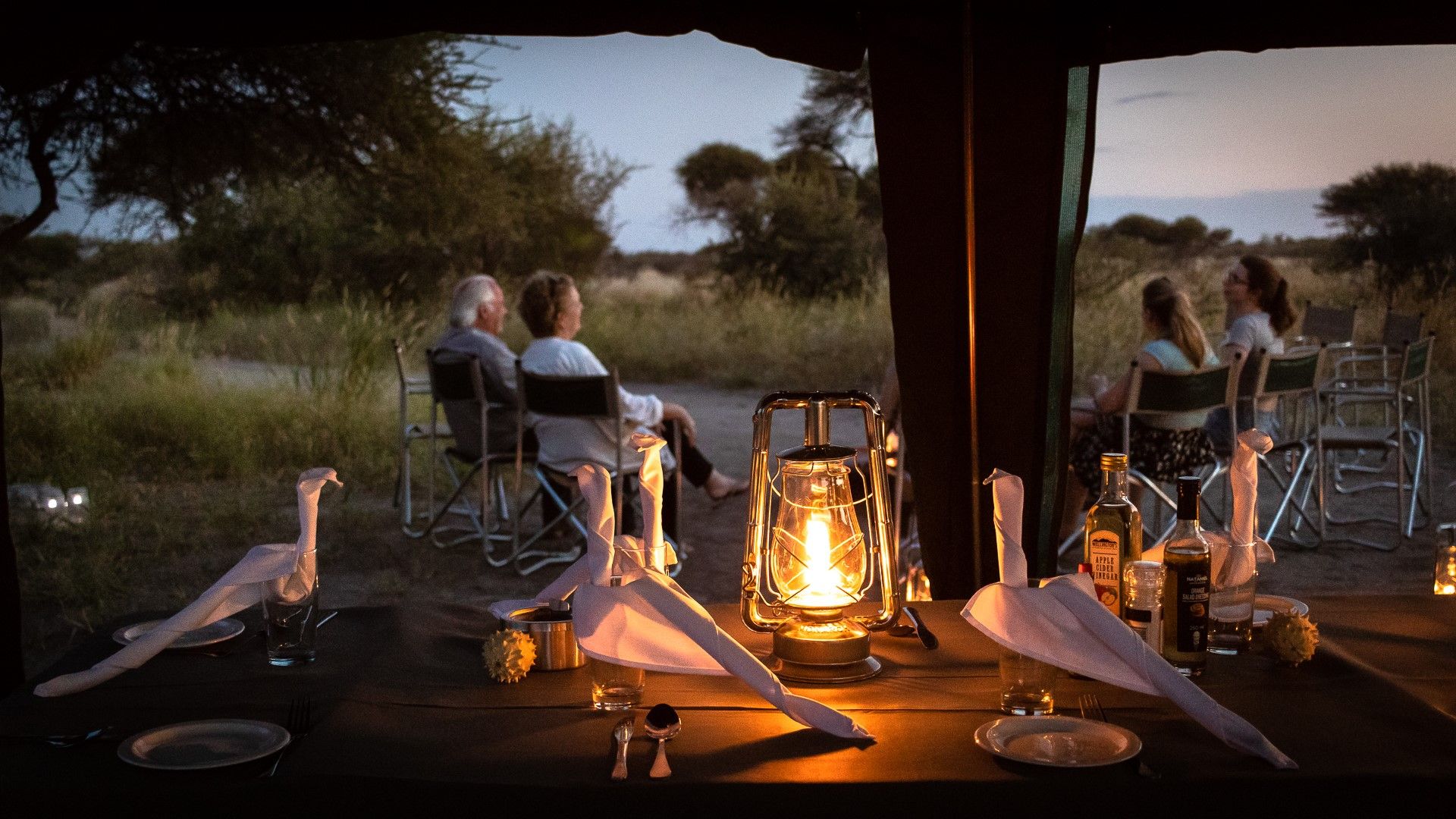 View from a set table in O Bona Explorer mobile Safari Camp