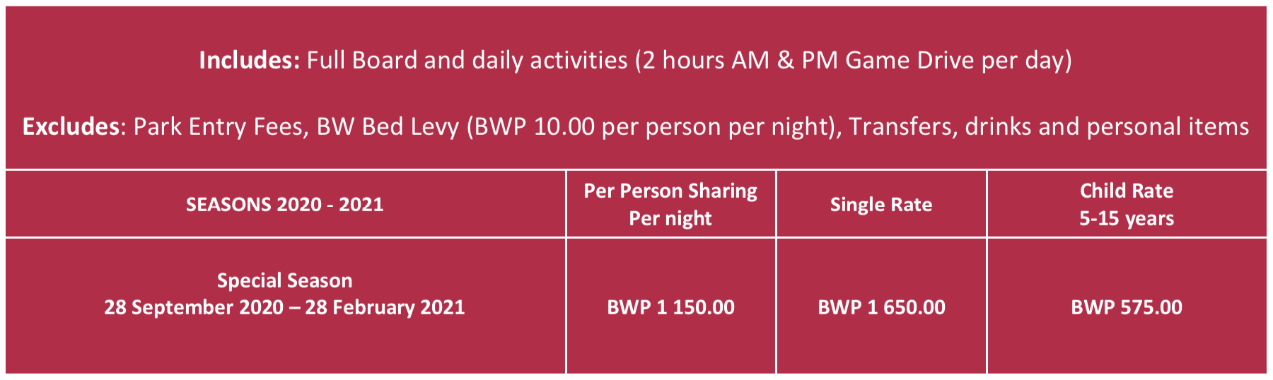 Special Rates